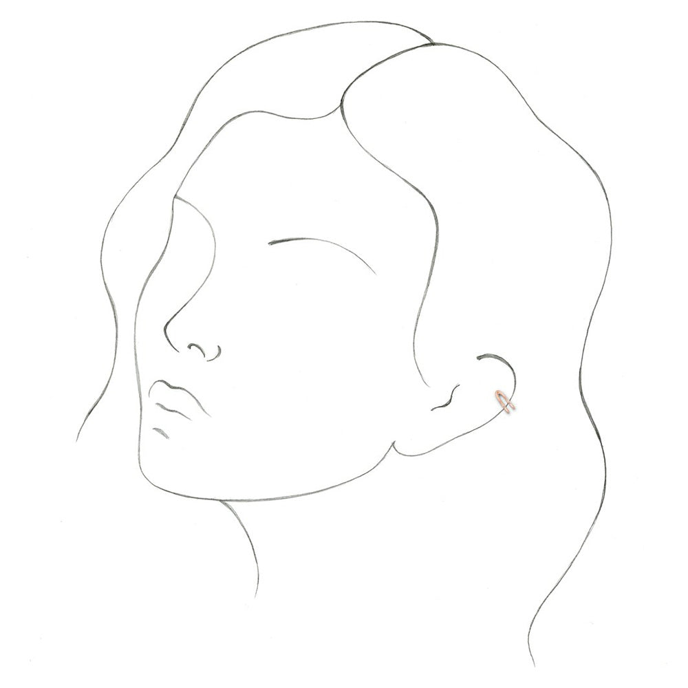 Alternate view of the Single, 14K Yellow Gold Negative Space Ear Cuff Earring, 3.5 x 10.5mm by The Black Bow Jewelry Co.