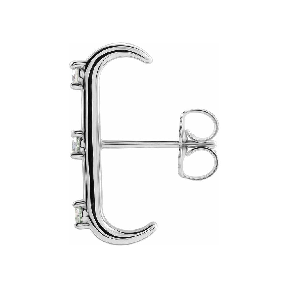 Alternate view of the Single, 14K White Gold 1/10 CTW Diamond Cuff Post Earring, 2.5x18.5mm by The Black Bow Jewelry Co.