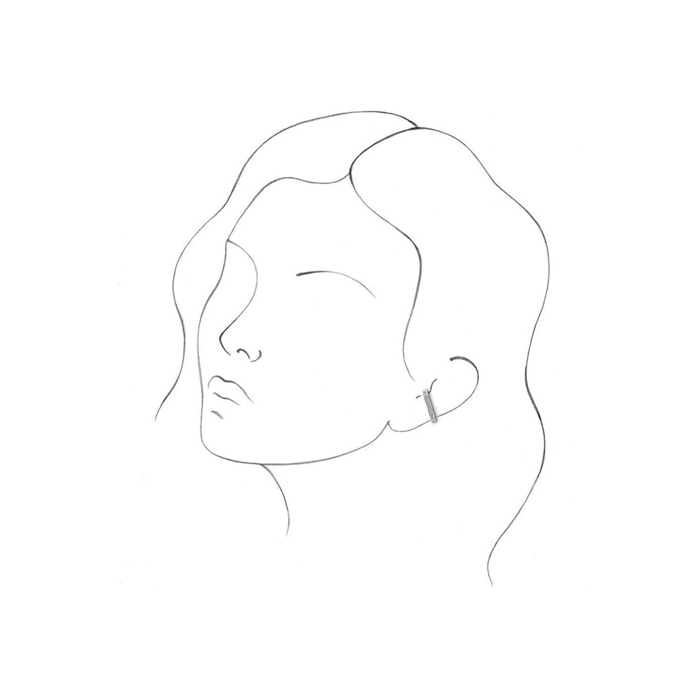 Alternate view of the Single, 14K Yellow or White Gold Diamond Cuff Post Earring, 2.5x18.5mm by The Black Bow Jewelry Co.