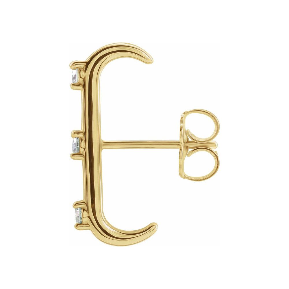 Alternate view of the Single, 14K Yellow Gold 1/10 CTW Diamond Cuff Post Earring, 2.5x18.5mm by The Black Bow Jewelry Co.
