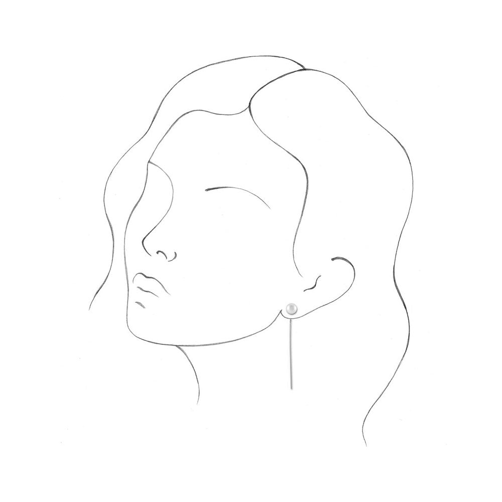 Alternate view of the 14K White Gold FW Cultured Pearl Threader Earrings, 6-6.5 x 59mm by The Black Bow Jewelry Co.