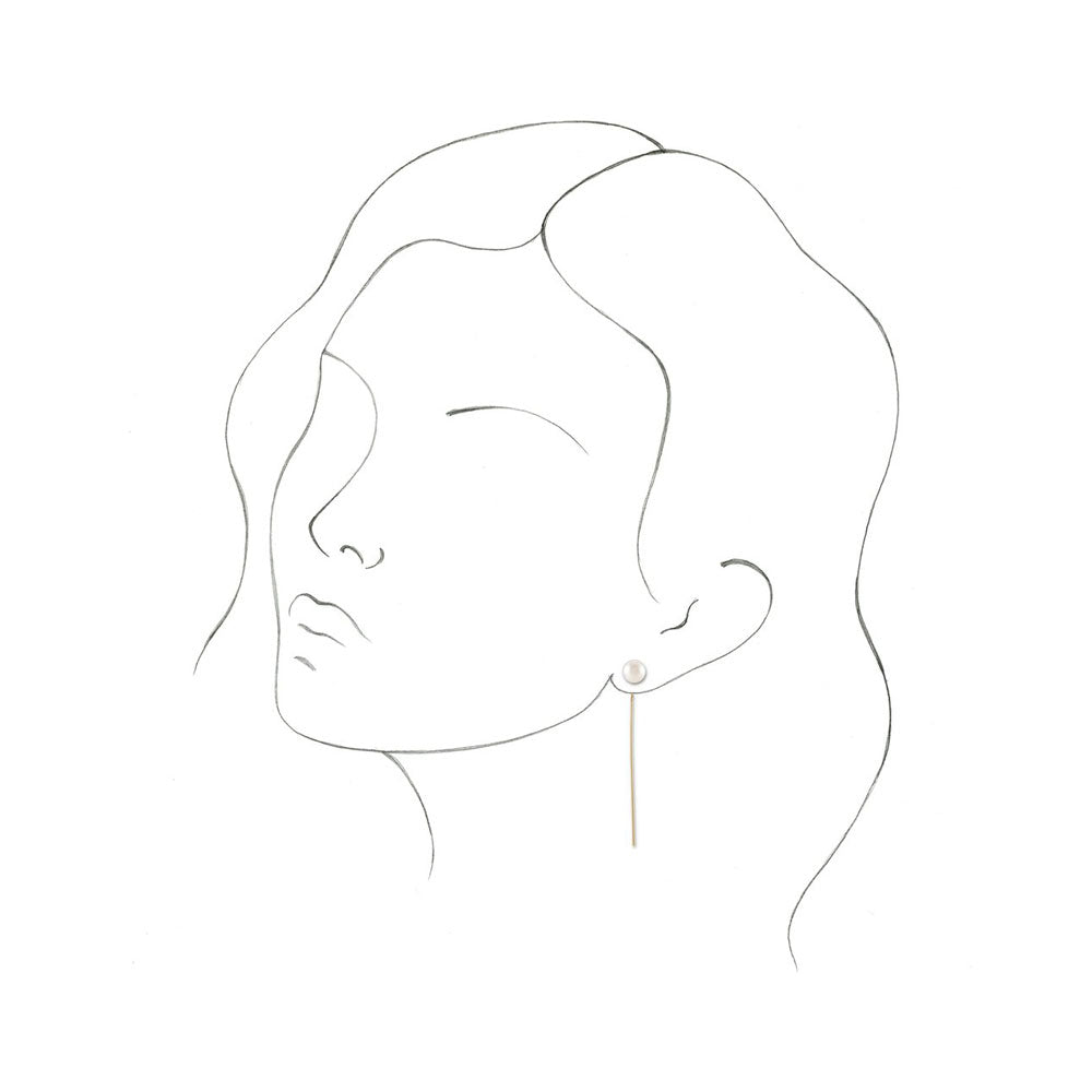 Alternate view of the 14K Yellow or White Gold FW Cultured Pearl Threader Earrings, 59mm by The Black Bow Jewelry Co.