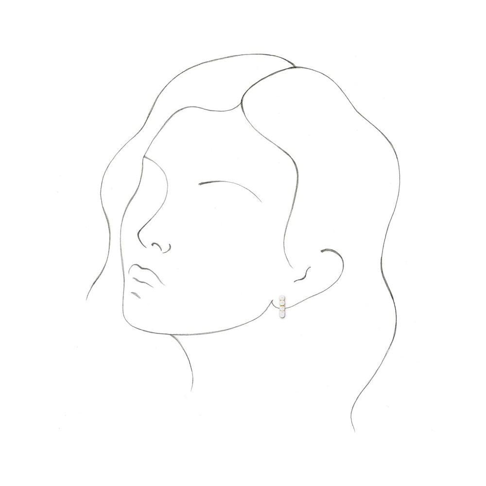 Alternate view of the 14K Yellow Gold Freshwater Cultured Pearl Huggie Hoop Earrings, 15.5mm by The Black Bow Jewelry Co.