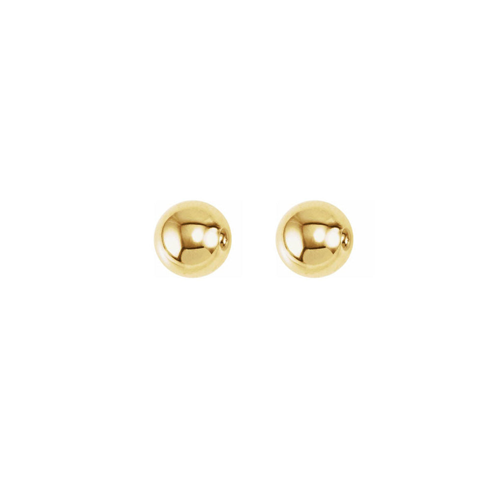 Alternate view of the 3mm 14K Yellow Gold Polished Hollow Ball Post Earrings by The Black Bow Jewelry Co.