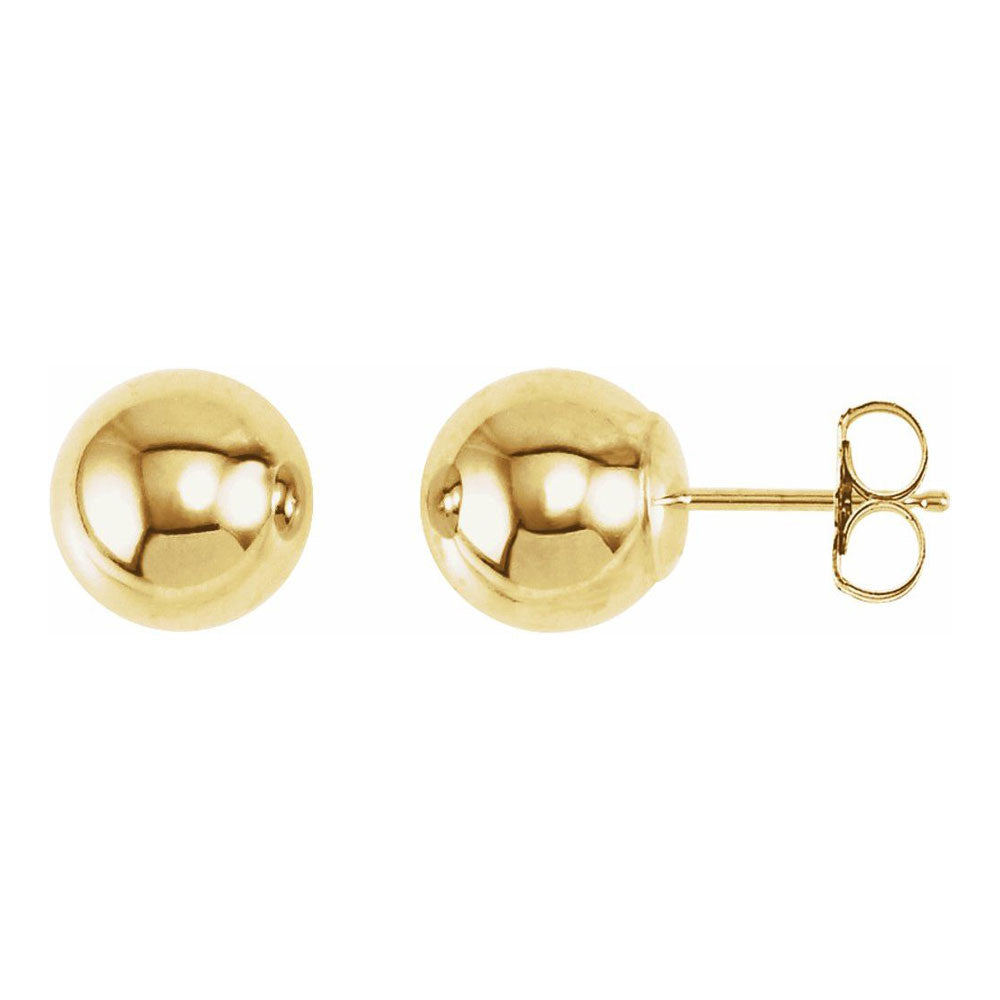 14K Yellow Gold Polished Hollow Ball Post Earrings, 3mm to 8mm, Item E18542 by The Black Bow Jewelry Co.