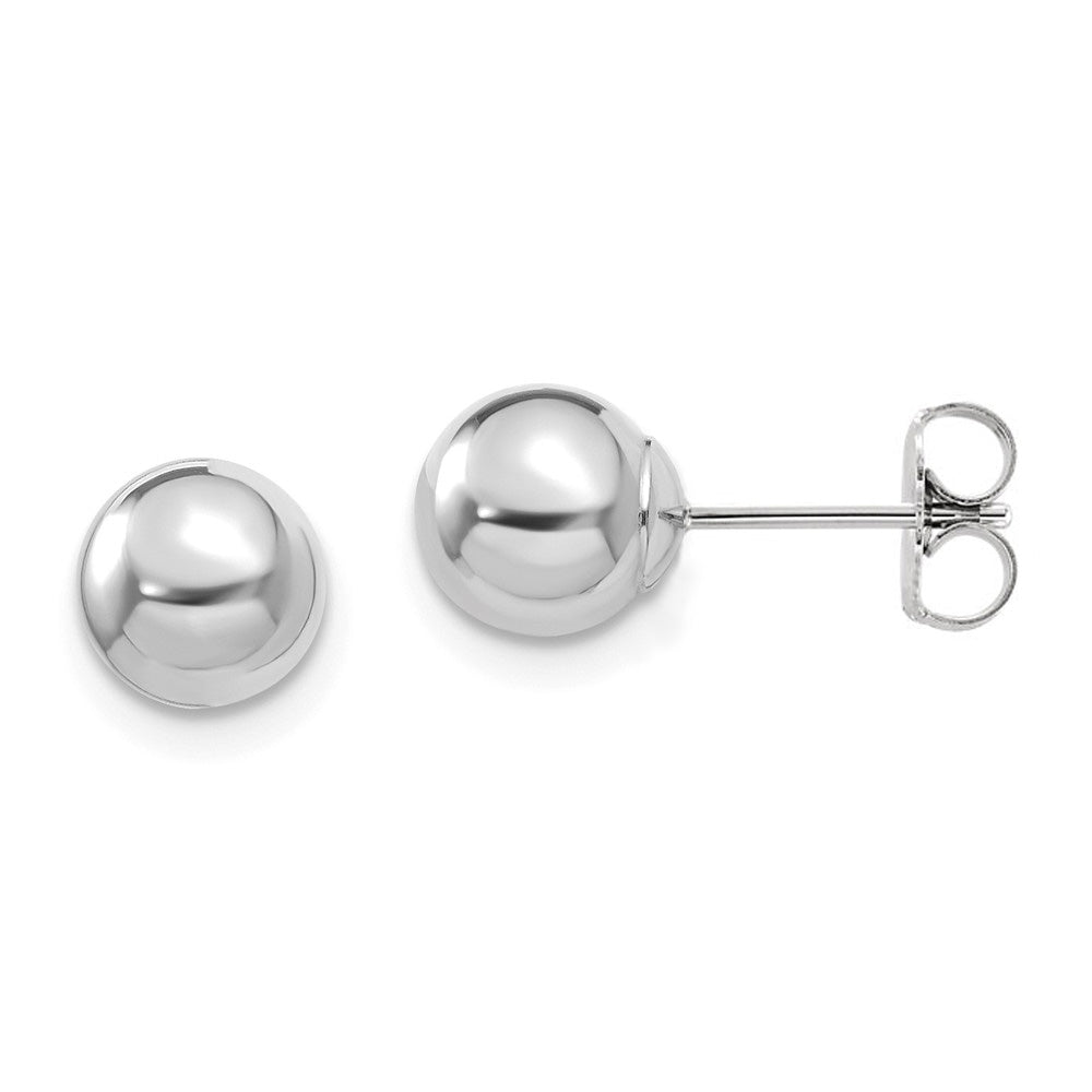 14K White Gold Polished Hollow Ball Post Earrings, 3mm to 5mm, Item E18543 by The Black Bow Jewelry Co.