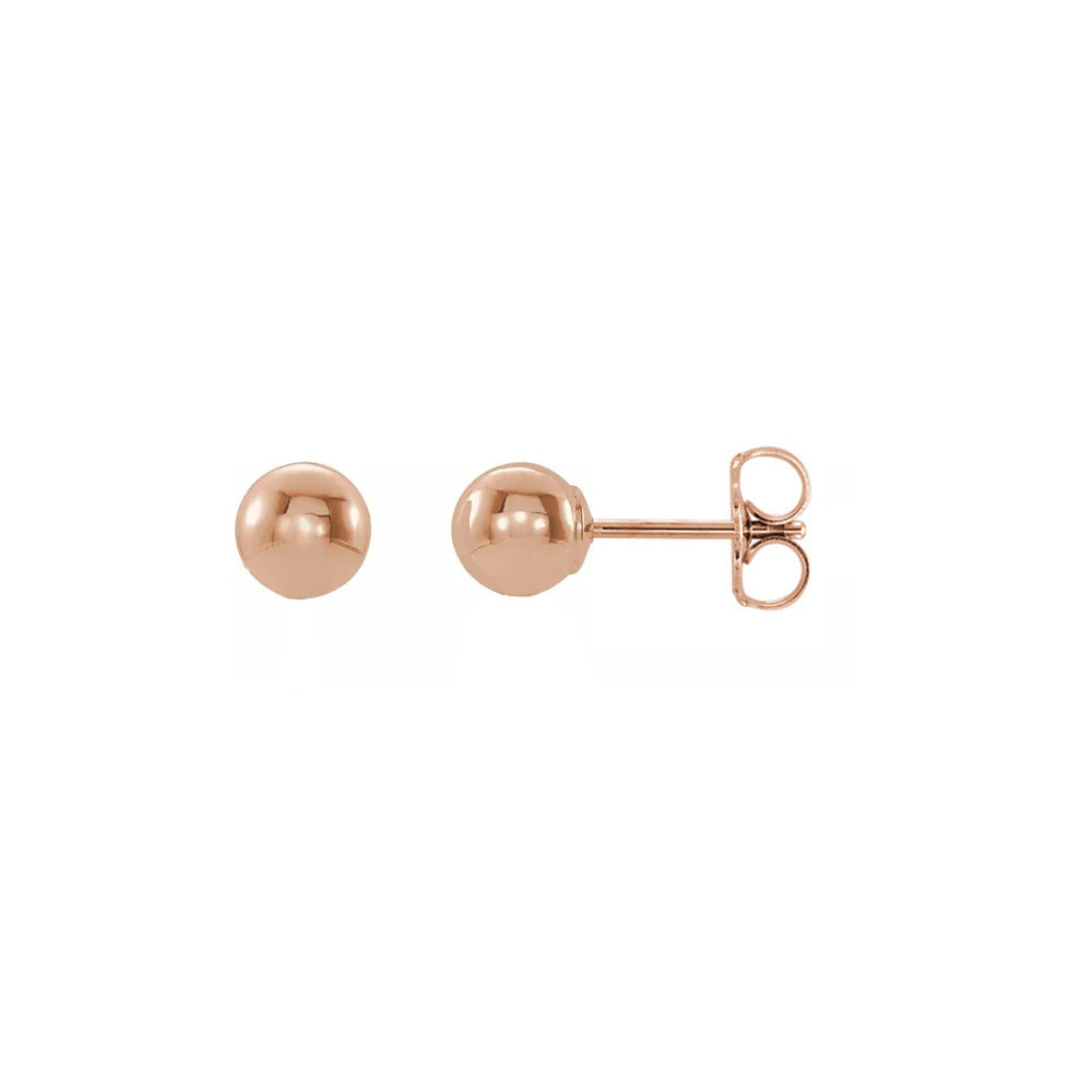4mm 14K Rose Gold Polished Hollow Ball Post Earrings, Item E18544-4 by The Black Bow Jewelry Co.