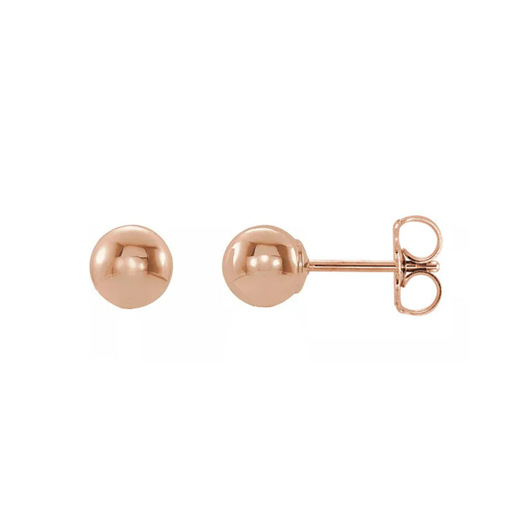 14K Rose Gold Polished Hollow Ball Post Earrings, 3mm to 8mm, Item E18544 by The Black Bow Jewelry Co.