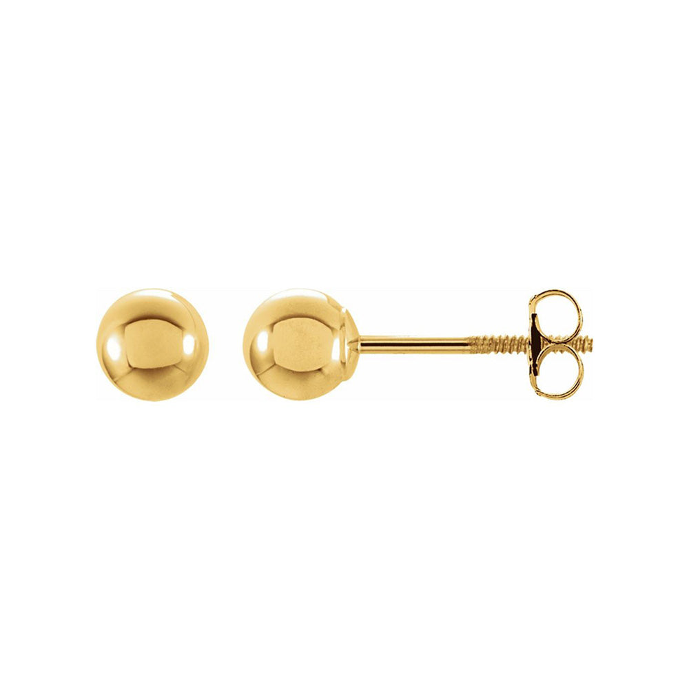 Alternate view of the 3mm 14K Yellow Gold Hollow Ball Screw Back Stud Earrings by The Black Bow Jewelry Co.
