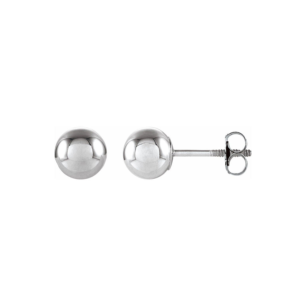 Alternate view of the 3mm 14K White Gold Hollow Ball Screw Back Stud Earrings by The Black Bow Jewelry Co.