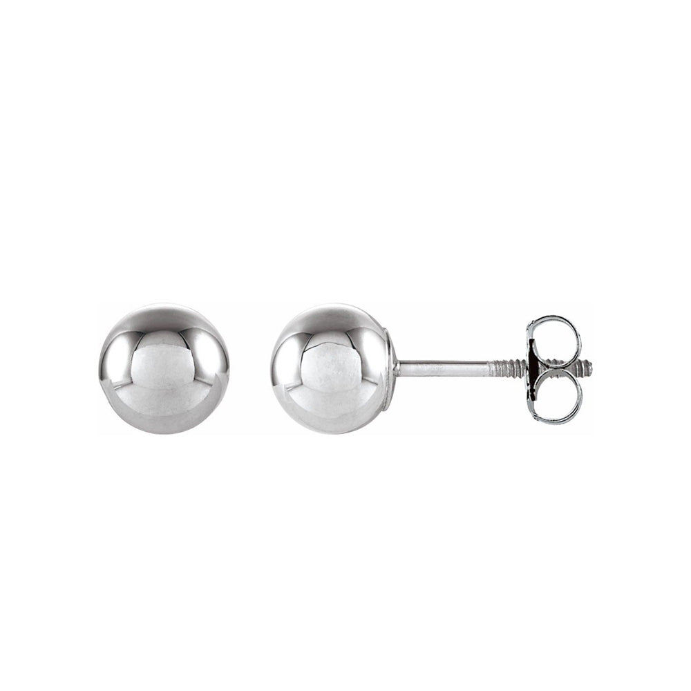 Alternate view of the 4mm 14K White Gold Hollow Ball Screw Back Stud Earrings by The Black Bow Jewelry Co.