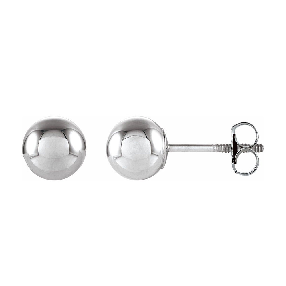 Alternate view of the 14K White Gold Hollow Ball Screw Back Stud Earrings, 3mm to 6mm by The Black Bow Jewelry Co.