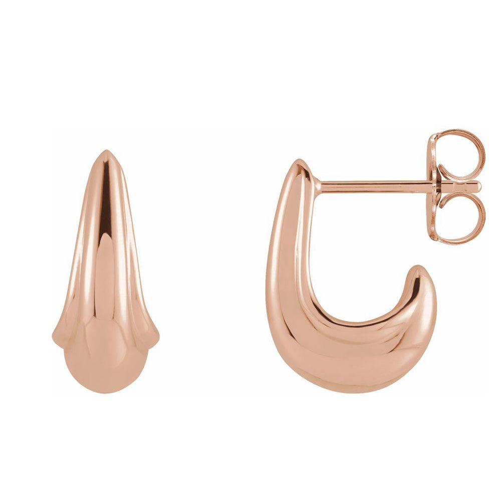 Alternate view of the 14K Yellow, White or Rose Gold Tapered J Hoop Earrings, 6 x 10mm by The Black Bow Jewelry Co.