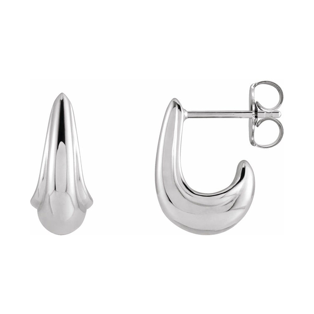 14K Yellow, White or Rose Gold Tapered J Hoop Earrings, 6 x 10mm, Item E18549 by The Black Bow Jewelry Co.