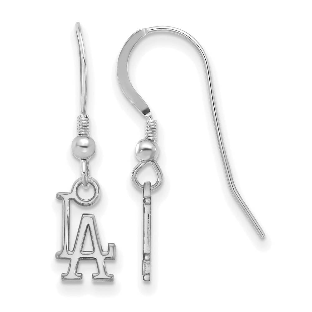 Sterling Silver Rhod-Plated MLB Los Angeles Dodgers XS Dangle Earrings, Item E18550 by The Black Bow Jewelry Co.