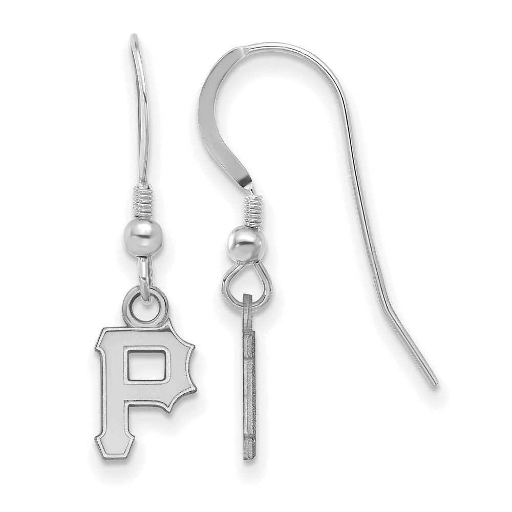 Sterling Silver MLB Pittsburgh Pirates XS Letter Dangle Earrings, Item E18556 by The Black Bow Jewelry Co.