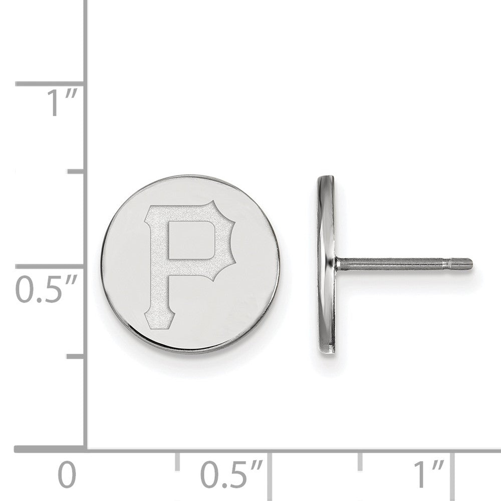 Alternate view of the Sterling Silver MLB Pittsburgh Pirates SM Disc Post Earrings by The Black Bow Jewelry Co.