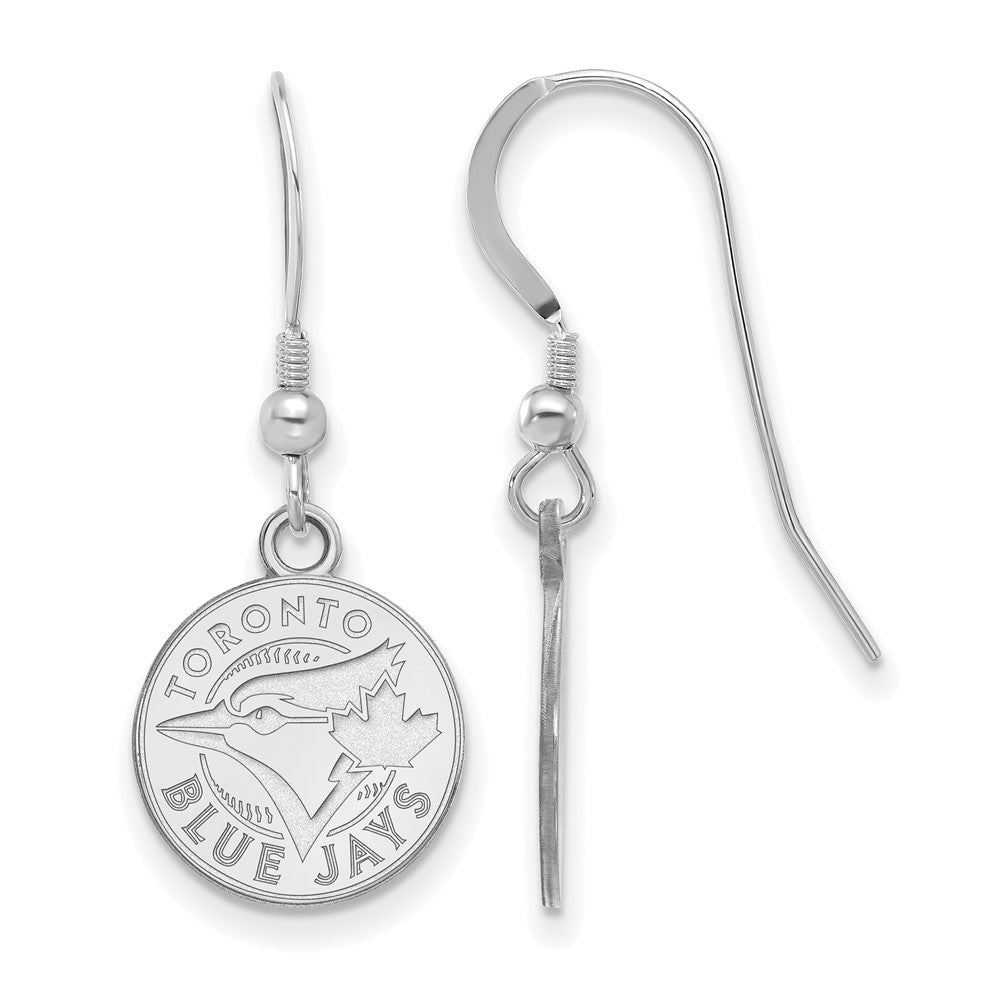 Sterling Silver MLB Toronto Blue Jays SM Disc Dangle Earrings, Item E18565 by The Black Bow Jewelry Co.