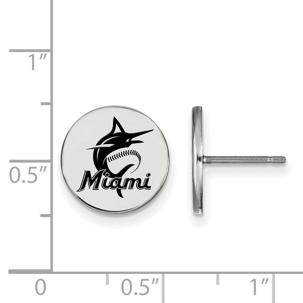 Alternate view of the Sterling Silver MLB Miami Marlins SM Enamel Disc Post Earrings by The Black Bow Jewelry Co.