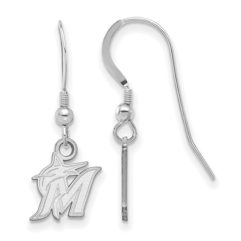 Sterling Silver MLB Miami Marlins XS Logo Dangle Earrings, Item E18578 by The Black Bow Jewelry Co.