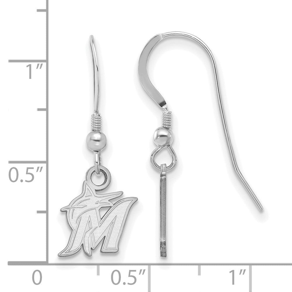 Alternate view of the Sterling Silver MLB Miami Marlins XS Logo Dangle Earrings by The Black Bow Jewelry Co.
