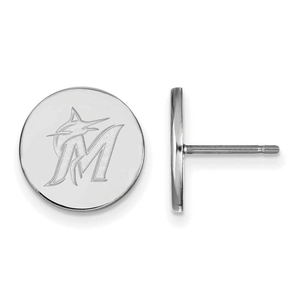 Sterling Silver MLB Miami Marlins SM Logo Disc Post Earrings, Item E18579 by The Black Bow Jewelry Co.