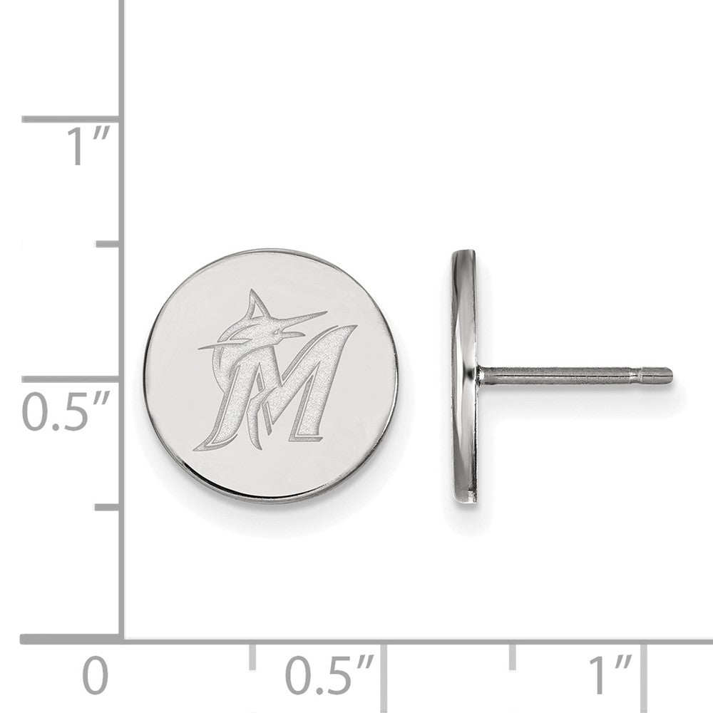 Alternate view of the Sterling Silver MLB Miami Marlins SM Logo Disc Post Earrings by The Black Bow Jewelry Co.