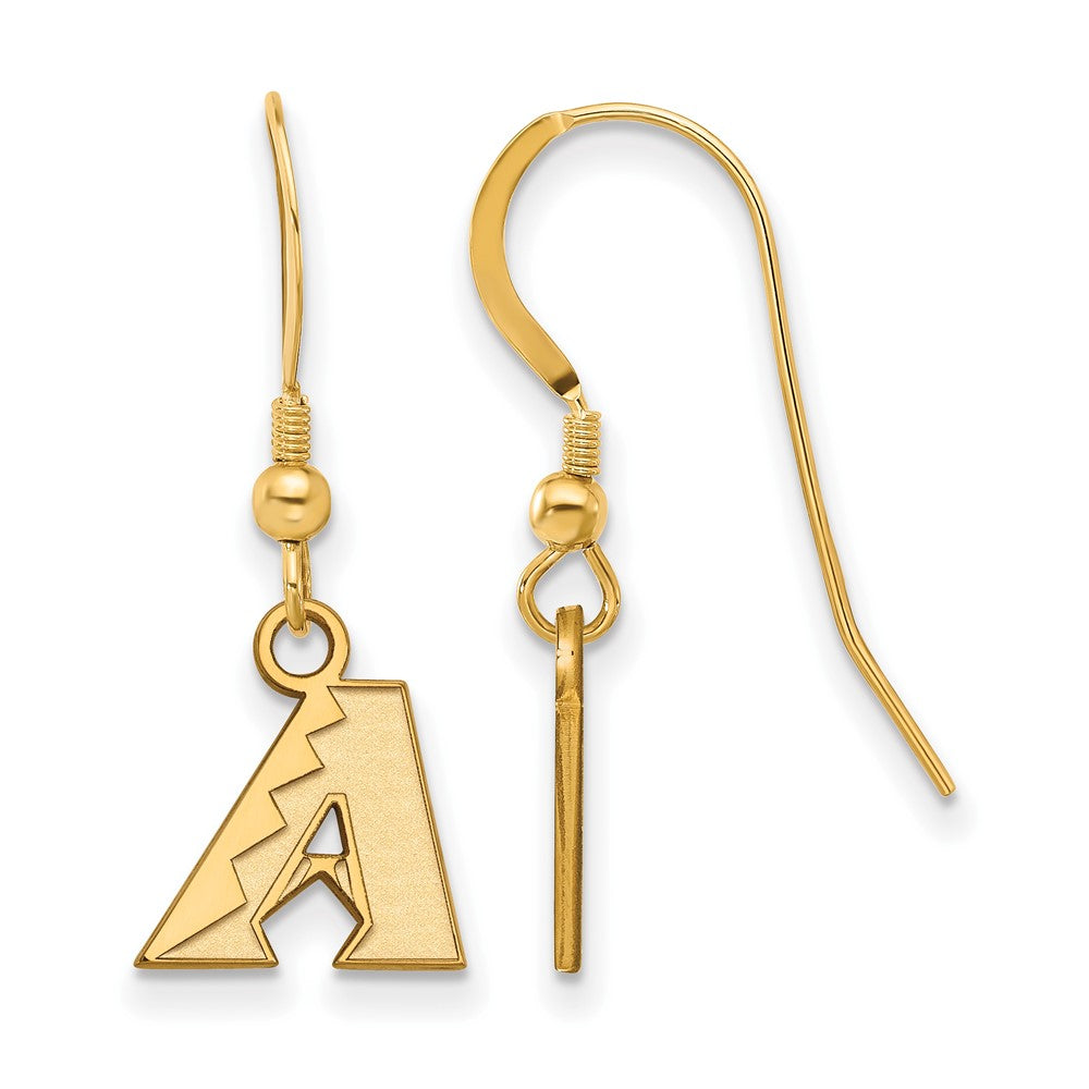 14K Gold Plated Silver MLB Arizona Diamondbacks XS Dangle Earrings, Item E18582 by The Black Bow Jewelry Co.