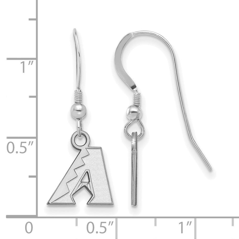 Alternate view of the Sterling Silver MLB Arizona Diamondbacks XS Dangle Earrings by The Black Bow Jewelry Co.