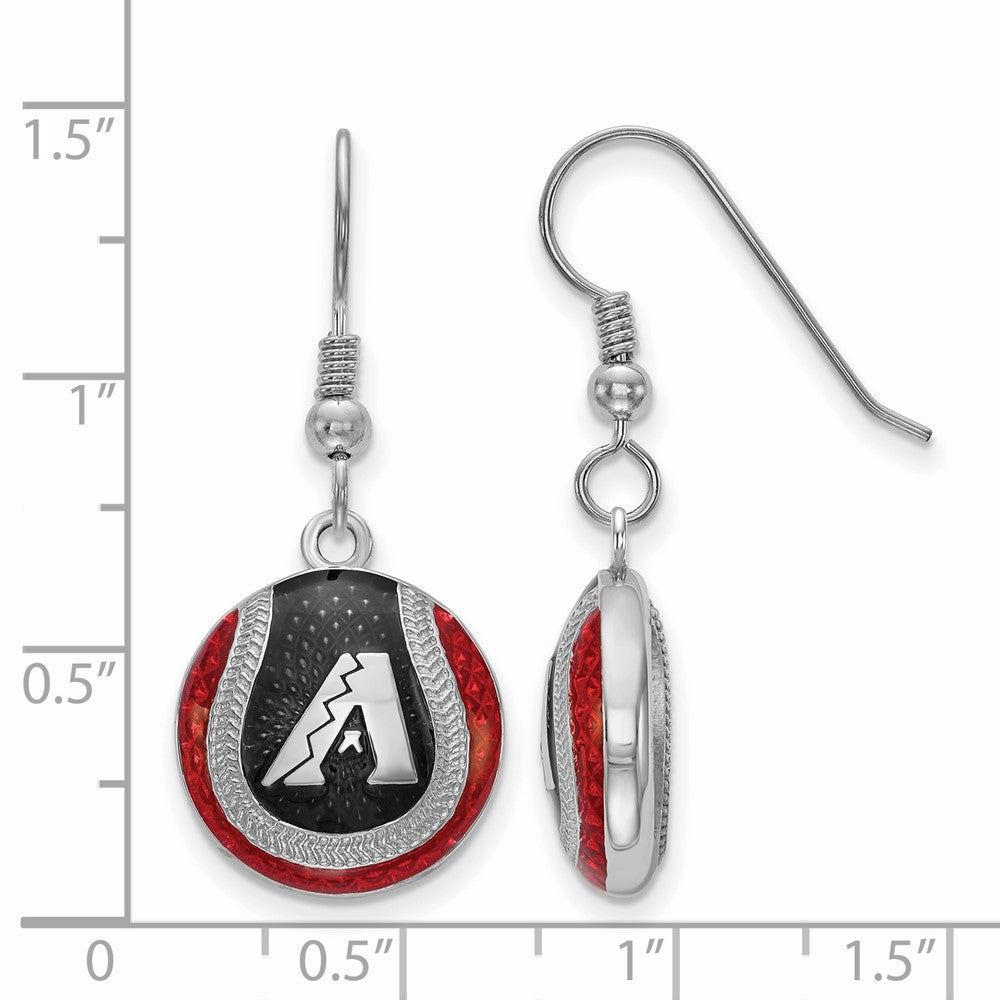 Alternate view of the Sterling Silver MLB AZ. Diamondbacks MD Enamel Domed Dangle Earrings by The Black Bow Jewelry Co.