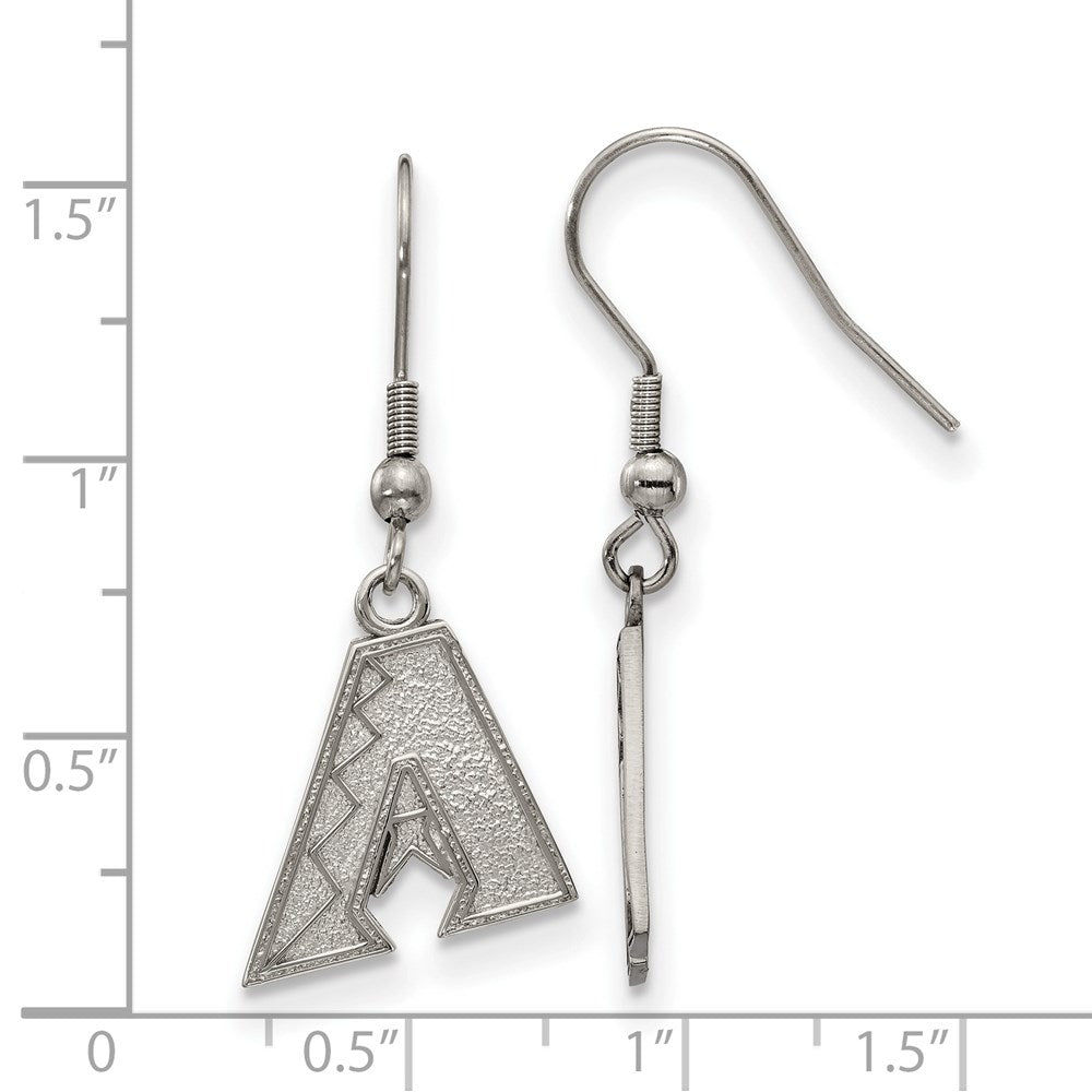 Alternate view of the Stainless Steel MLB Arizona Diamondbacks MD Dangle Earrings by The Black Bow Jewelry Co.