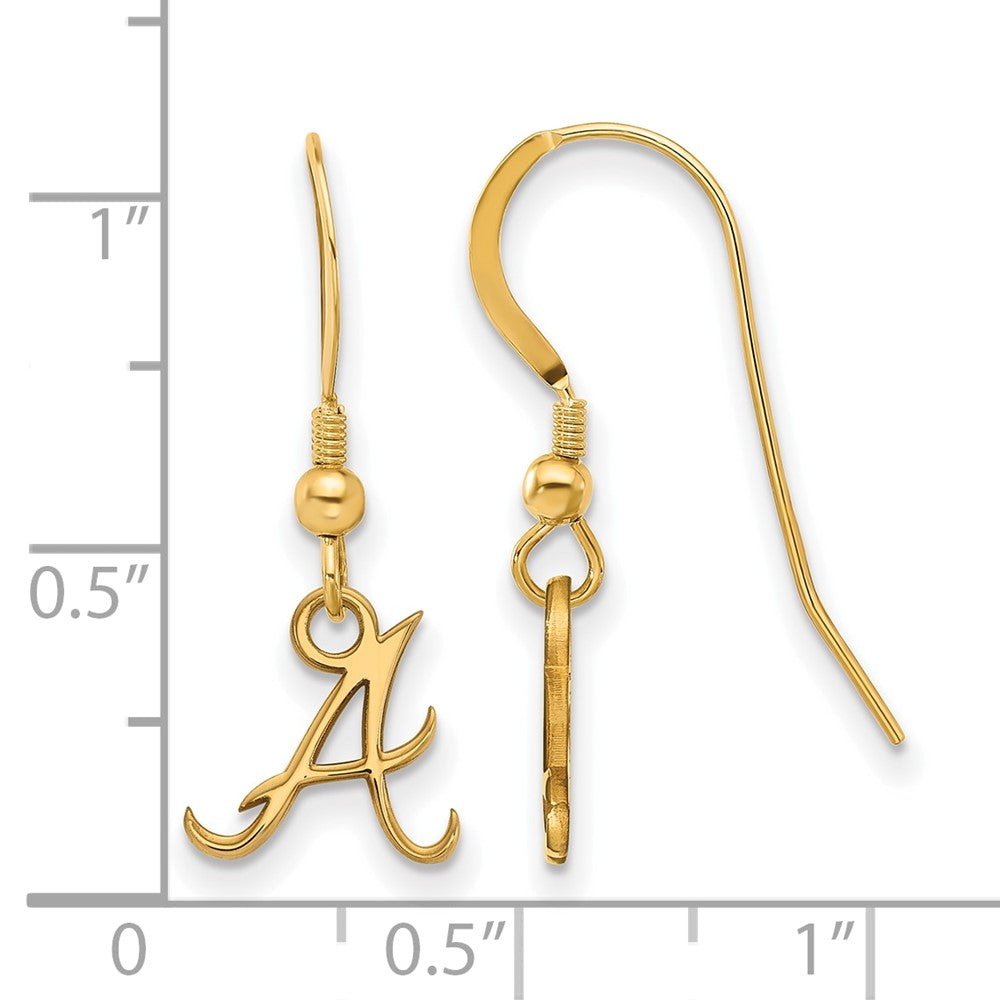 Alternate view of the 14K Yellow Gold Plated Silver MLB Atlanta Braves XS Dangle Earrings by The Black Bow Jewelry Co.