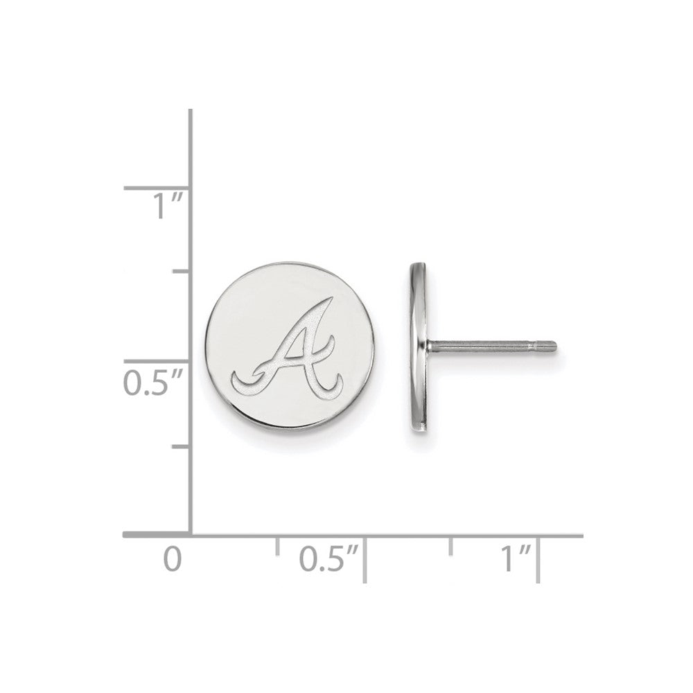 Alternate view of the Sterling Silver MLB Atlanta Braves SM Disc Post Earrings by The Black Bow Jewelry Co.