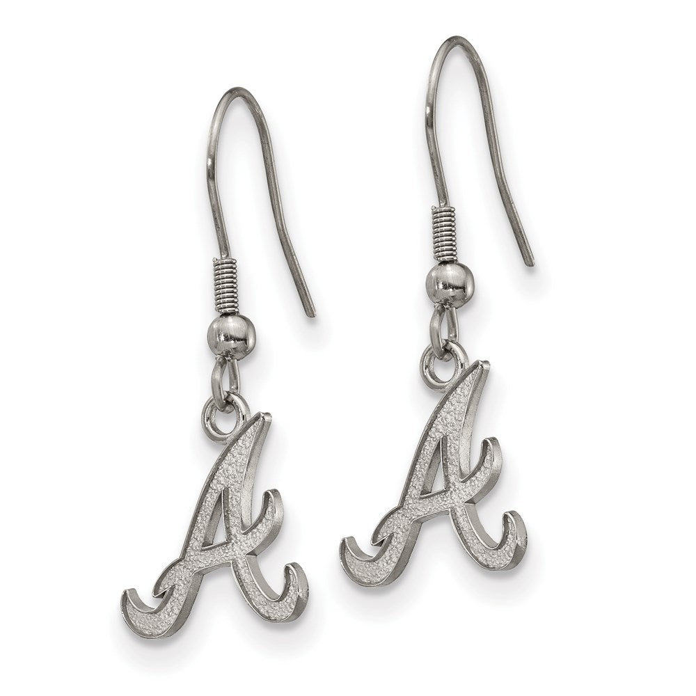 Alternate view of the Stainless Steel MLB Atlanta Braves Dangle Earrings by The Black Bow Jewelry Co.
