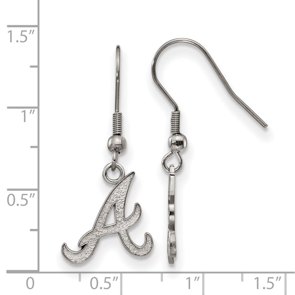 Alternate view of the Stainless Steel MLB Atlanta Braves Dangle Earrings by The Black Bow Jewelry Co.