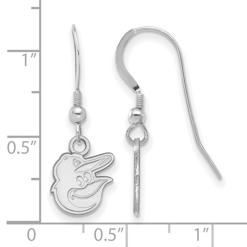 Alternate view of the Sterling Silver MLB Baltimore Orioles XS Logo Dangle Earrings by The Black Bow Jewelry Co.