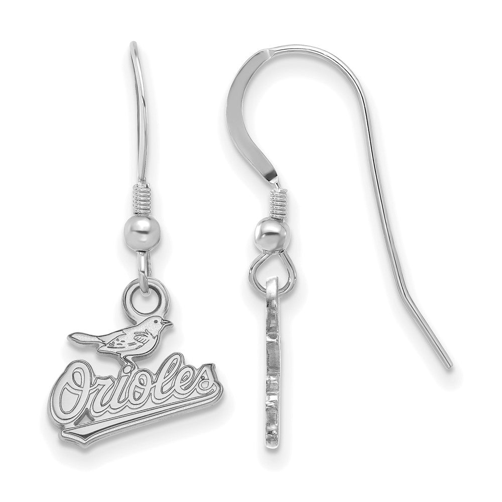 Sterling Silver MLB Baltimore Orioles XS Script Dangle Earrings, Item E18607 by The Black Bow Jewelry Co.