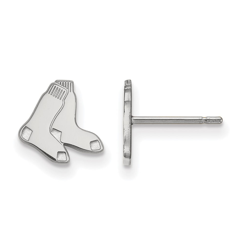 10K White Gold MLB Boston Red Sox XS Socks Post Earrings, Item E18614 by The Black Bow Jewelry Co.