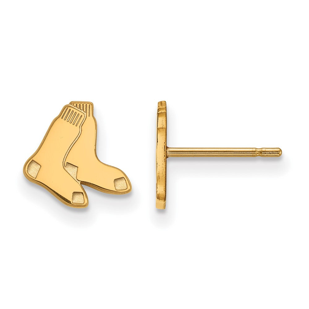 10K Yellow Gold MLB Boston Red Sox XS Socks Post Earrings, Item E18617 by The Black Bow Jewelry Co.
