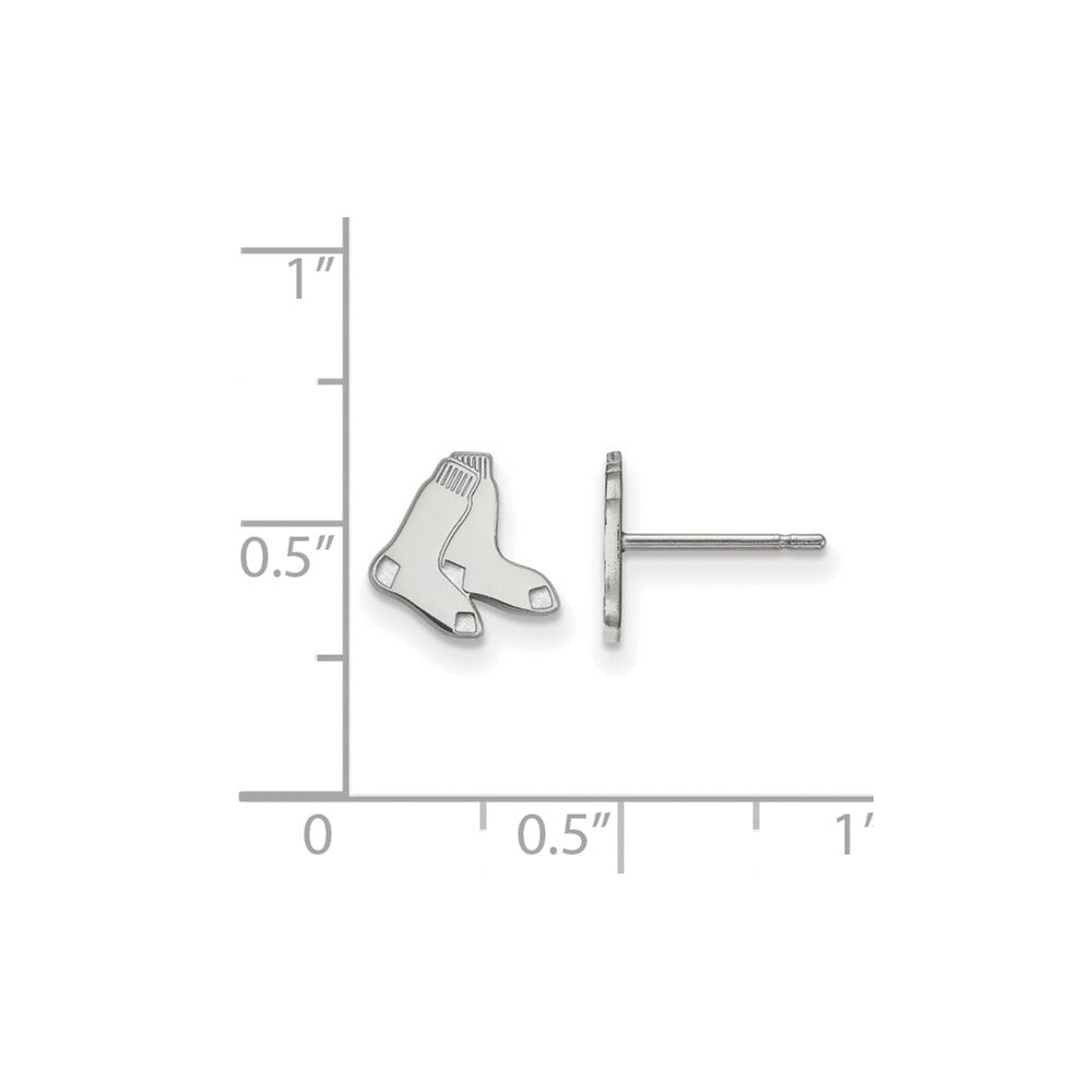 Alternate view of the 14K White Gold MLB Boston Red Sox XS Socks Post Earrings by The Black Bow Jewelry Co.