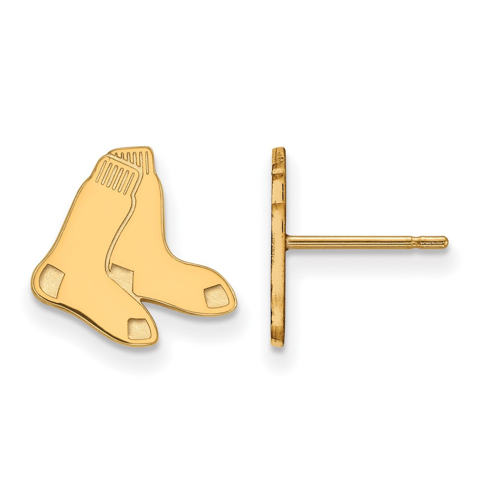 14K Gold Plated Silver MLB Boston Red Sox SM Socks Post Earrings, Item E18633 by The Black Bow Jewelry Co.