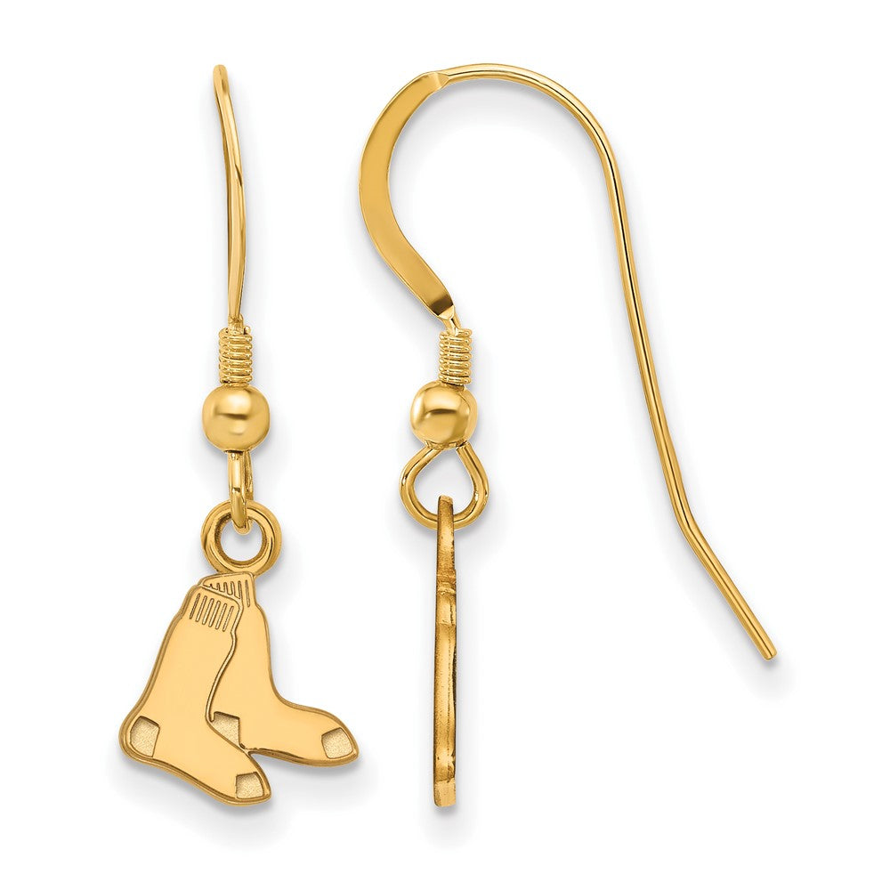 14K Gold Plated Silver MLB Boston Red Sox XS Socks Dangle Earrings, Item E18635 by The Black Bow Jewelry Co.