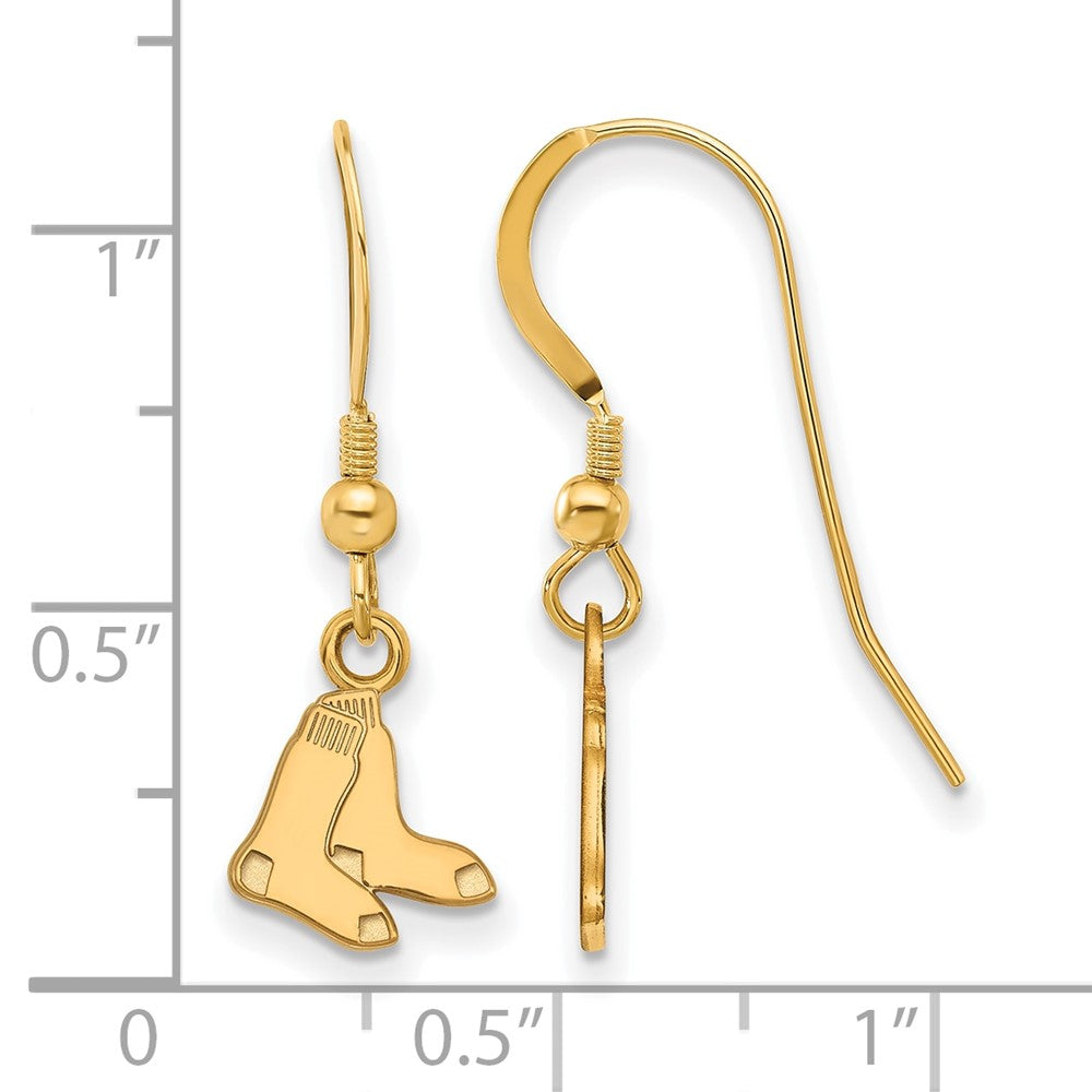 Alternate view of the 14K Gold Plated Silver MLB Boston Red Sox XS Socks Dangle Earrings by The Black Bow Jewelry Co.