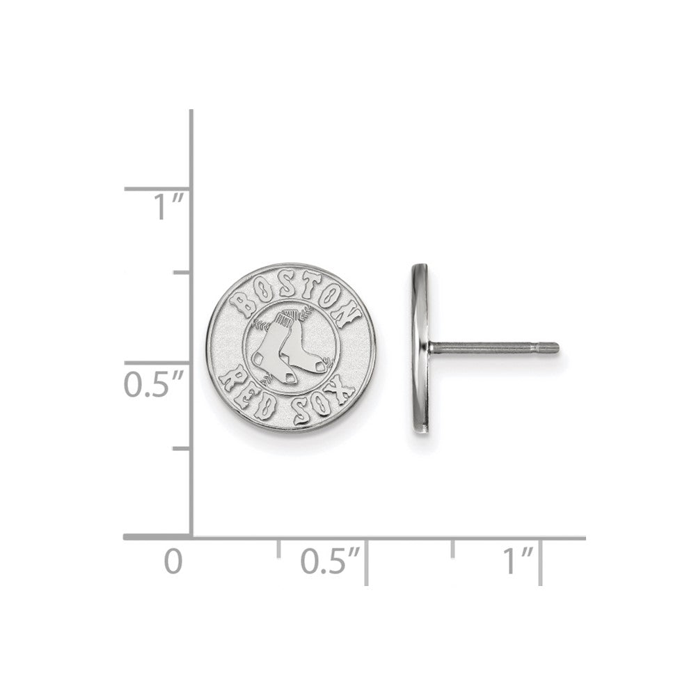 Alternate view of the Sterling Silver MLB Boston Red Sox SM Disc Post Earrings by The Black Bow Jewelry Co.