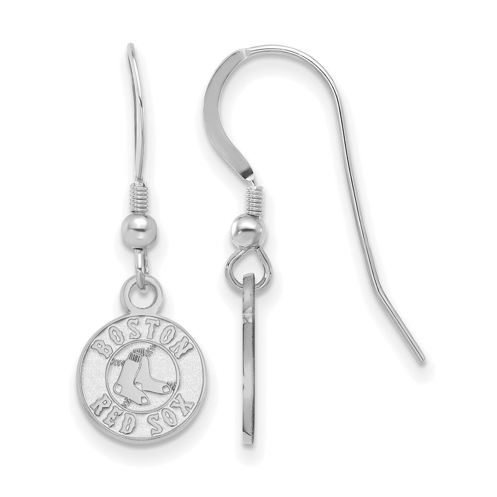 Sterling Silver MLB Boston Red Sox XS Disc Dangle Earrings, Item E18643 by The Black Bow Jewelry Co.