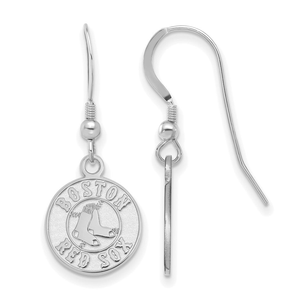 Sterling Silver MLB Boston Red Sox SM Disc Dangle Earrings, Item E18644 by The Black Bow Jewelry Co.