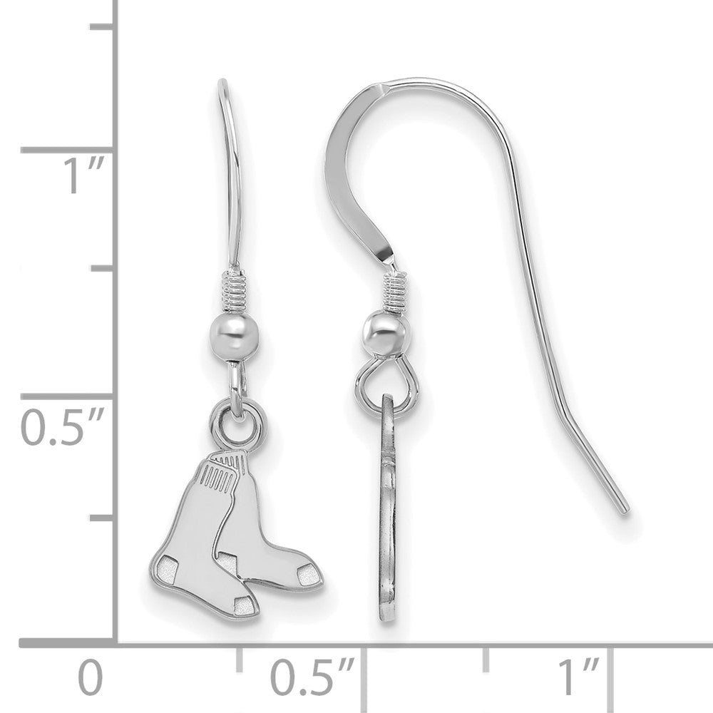 Alternate view of the Sterling Silver MLB Boston Red Sox XS Socks Dangle Earrings by The Black Bow Jewelry Co.