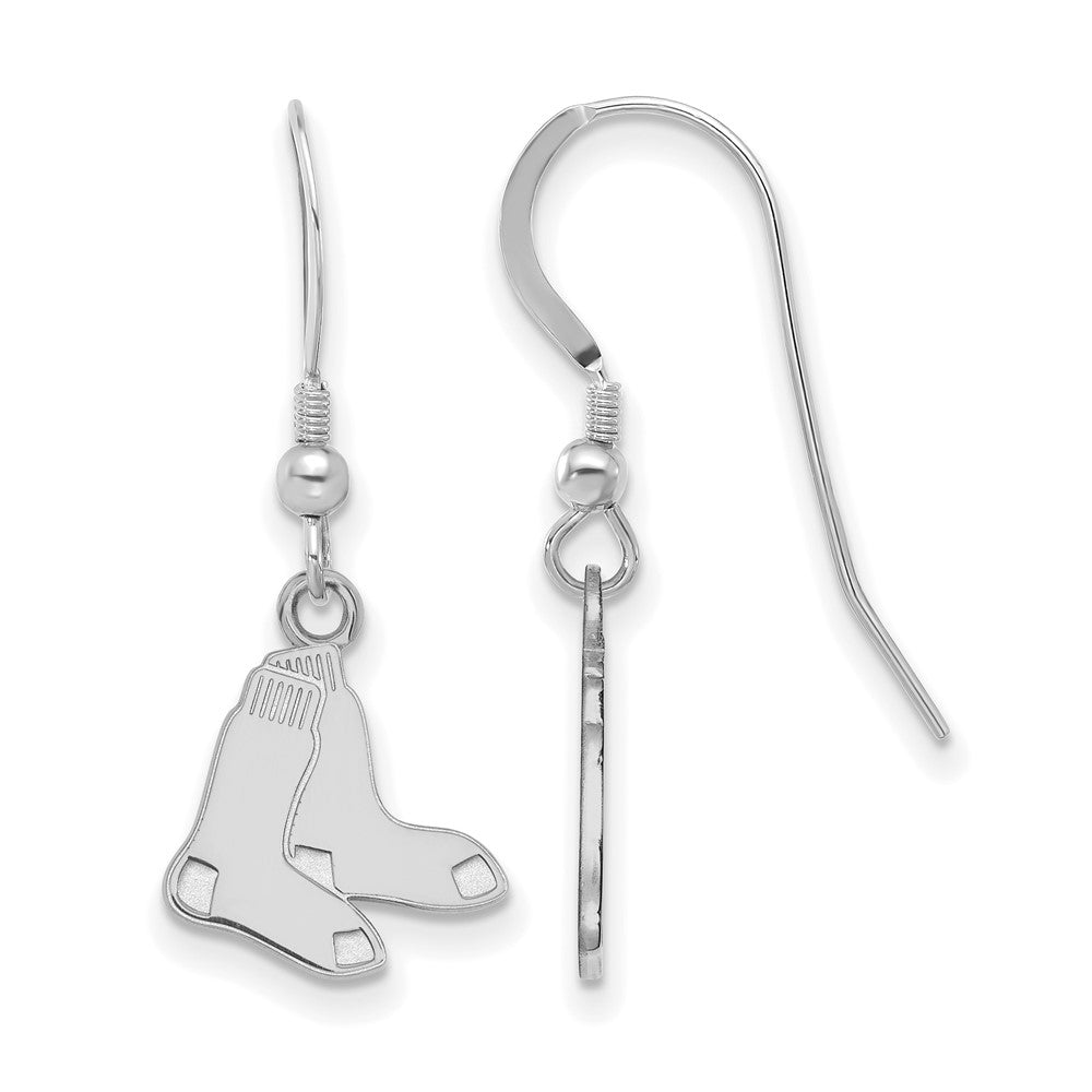 Sterling Silver MLB Boston Red Sox SM Socks Dangle Earrings, Item E18646 by The Black Bow Jewelry Co.