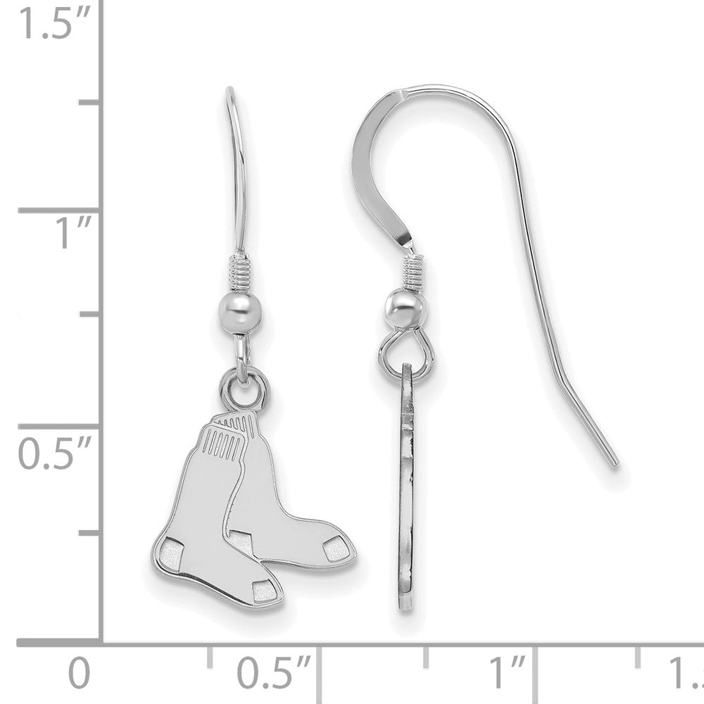 Alternate view of the Sterling Silver MLB Boston Red Sox SM Socks Dangle Earrings by The Black Bow Jewelry Co.