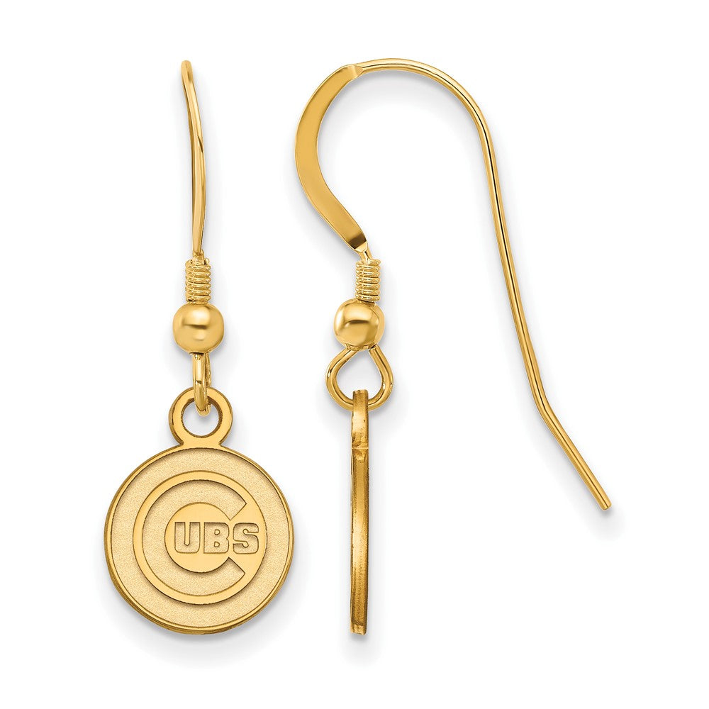 14K Gold Plated Silver MLB Chicago Cubs XS Disc Dangle Earrings, Item E18656 by The Black Bow Jewelry Co.